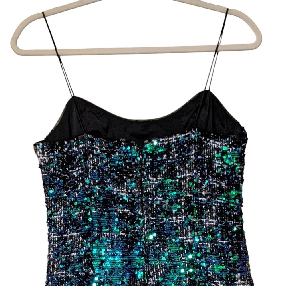 Adrianna Papell sequin tweed dress size 4 spaghetti strap party event wedding - Picture 9 of 11